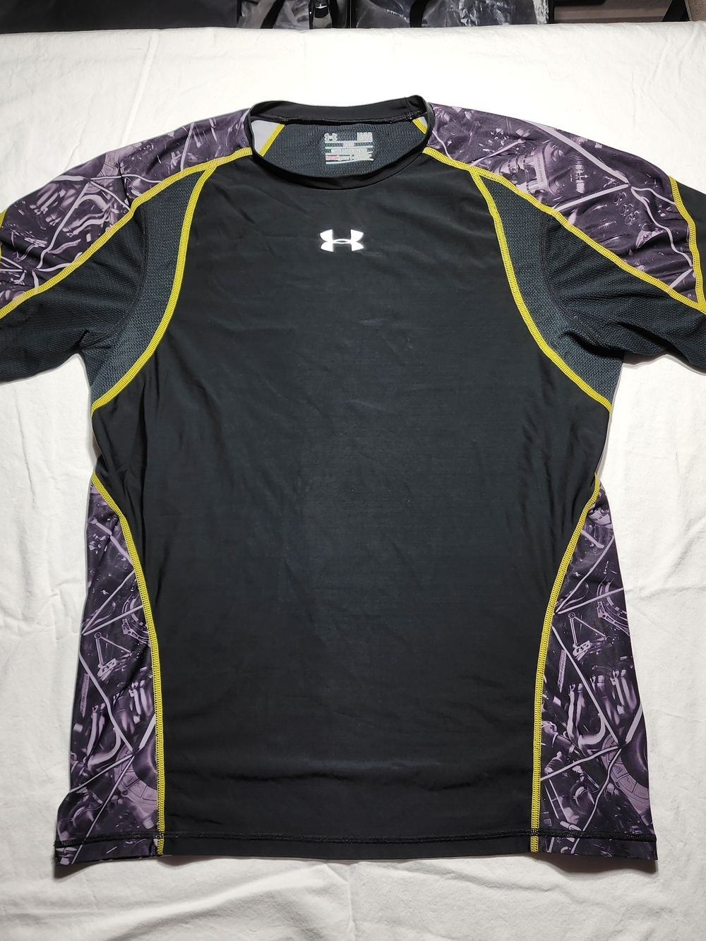 Under Armour Men’s Black Athletic Tee with Purple Camo Panels